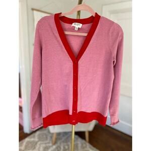 Candace Cameron Bure Colorblock Cardigan Preppy Parisian Red Pink Classic Bougie